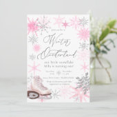 Eleganter Glitzer Pink Onederland Erster Geburtsta Einladung (Stehend Vorderseite)