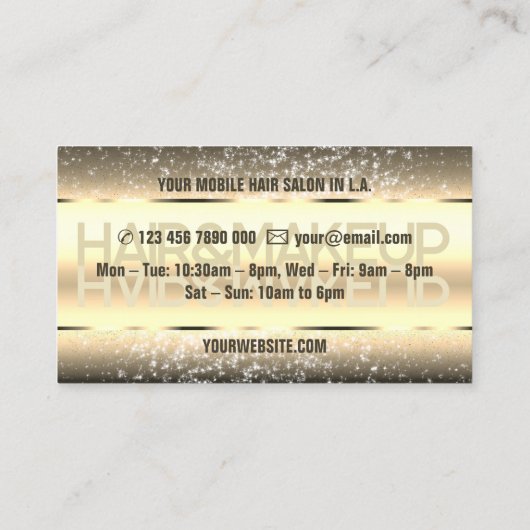 Eleganter Glitzer Produktkennzeichnungen Dark Gold Visitenkarte (Rückseite)