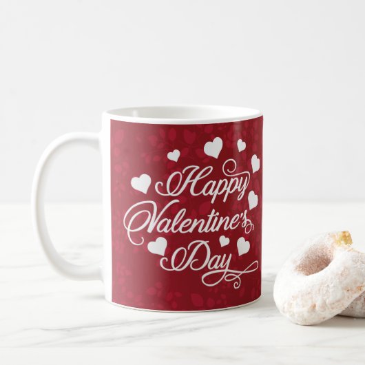 Eleganter Glitzer Red Happy Valentine's Day Kaffeetasse (Mit Donut)