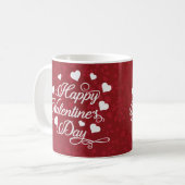 Eleganter Glitzer Red Happy Valentine's Day Kaffeetasse (Vorderseite Links)