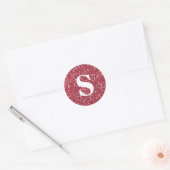 Eleganter Glitzer Red Monogram Umschlag Aufkleber (Umschlag)