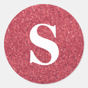 Eleganter Glitzer Red Monogram Umschlag Aufkleber