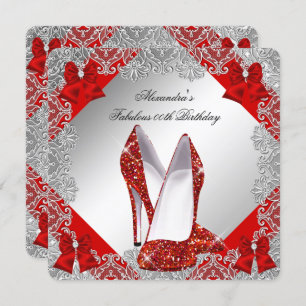 Eleganter Glitzer Red Stiletto Geburtstagsparty Einladung