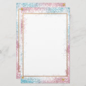 Eleganter Glitzer rosa blaues Schreibpapier 5,5" x Briefpapier (Vorne/Hinten)