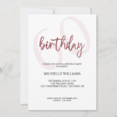 Eleganter Glitzer Rosa Kalligrafie Geburtstag Einladung (Vorderseite)