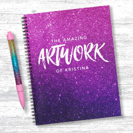 Eleganter Glitzer Rosa Lila Sketchbook-Notebook Notizblock