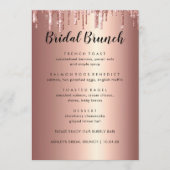 Eleganter Glitzer Rose Gold Bridal Brunch Menü Kar Menükarte (Vorderseite)