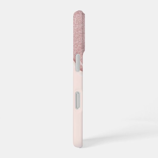 Eleganter Glitzer Rose Gold Tropfen Monogramm iPhone 16 Hülle (Rechte Seite)