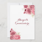 Eleganter Glitzer Rose Goldene Flora Quinceñera Einladung (Rückseite)