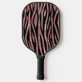 Eleganter Glitzer Rose Goldene Tierhaut Zebra Prin Pickleball Schläger (Rückseite)