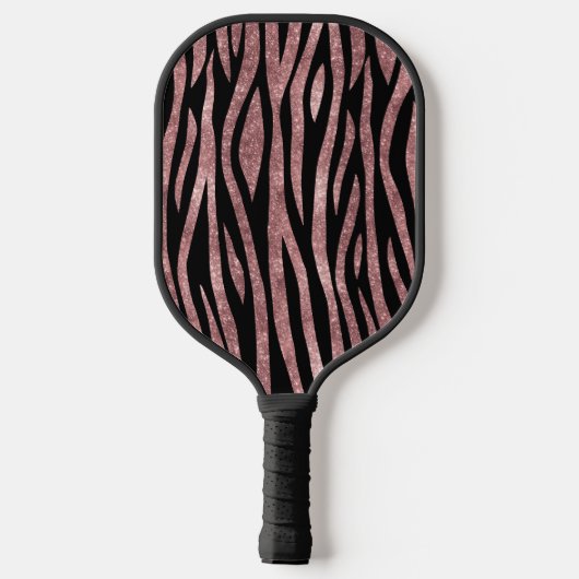Eleganter Glitzer Rose Goldene Tierhaut Zebra Prin Pickleball Schläger (Rückseite)