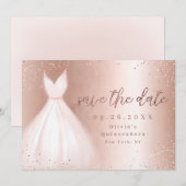 Eleganter Glitzer Rose goldfarbenes Kleid Save the Date (Vorne/Hinten)