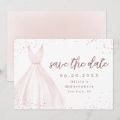 Eleganter Glitzer Rose goldfarbenes Kleid Save the Date (Vorne/Hinten)