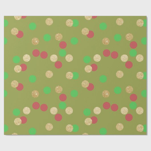 eleganter Glitzer Rot-Grün Weihnachtskonfetti Geschenkpapier (Flach)