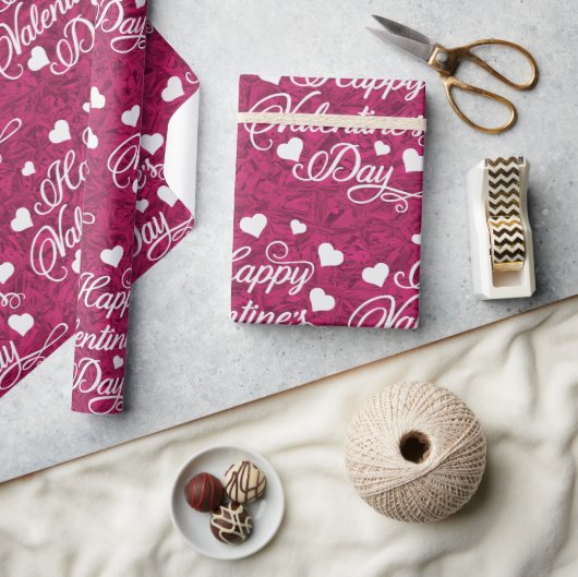 Eleganter Glitzer Rotes Glück Valentinstag Geschenkpapier (Kunsthandwerk)