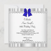 Eleganter Glitzer Royal Blue Glamour High Heel Whi Einladung (Rückseite)