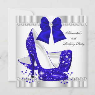 Eleganter Glitzer Royal Blue Glamour High Heel Whi Einladung