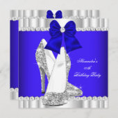 Eleganter Glitzer Royal Blue Silver High Heels 2 Einladung (Vorne/Hinten)