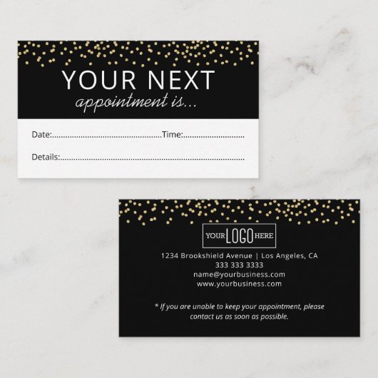 Eleganter Glitzer Schönheitssalon Terminkarte (Vorne/Hinten)