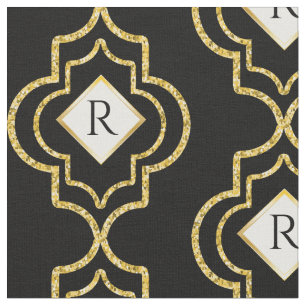 Eleganter Glitzer Schwarz   marokkanischer Gold -  Stoff