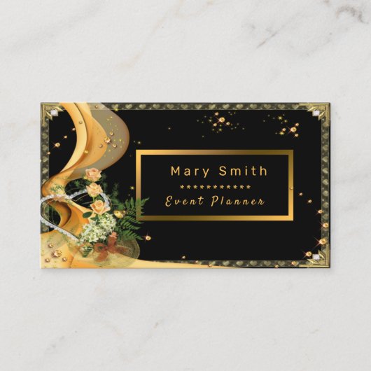 Eleganter Glitzer Schwarze Gold-Rose Ihren Text hi Visitenkarte (Vorderseite)