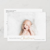 Eleganter Glitzer Script Weihnachts-Foto Postkarte (Vorne/Hinten)