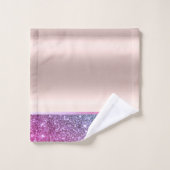 Eleganter Glitzer Shiny Rose Gold Badhandtuch Set (Waschlappen)