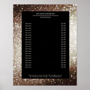 Eleganter Glitzer Silber Gold Preisliste Poster