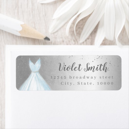 Eleganter Glitzer silberblaue Kleidung Rücksendead (Insitu)