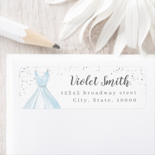 Eleganter Glitzer silberblaue Kleidung Rücksendead (Insitu)