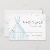 Eleganter Glitzer silberblaues Kleid quinceañera U RSVP Karte (Vorderseite)