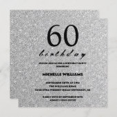 Eleganter Glitzer Silver Calligraphy Geburtstag (Vorne/Hinten)