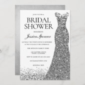 Eleganter Glitzer Silver Dress Brautparty laden ei Einladung (Vorne/Hinten)