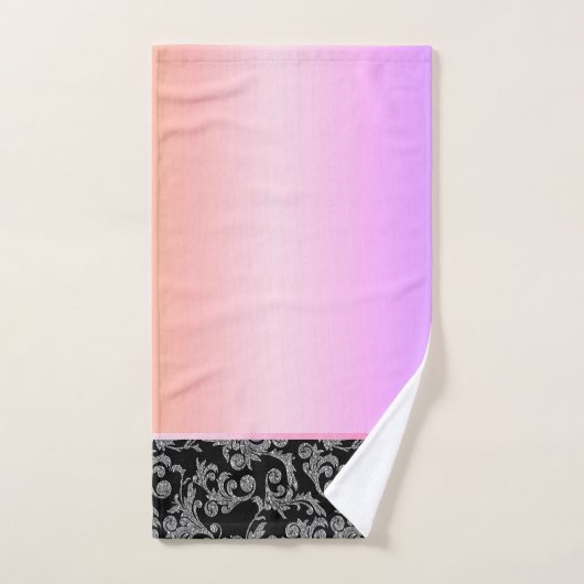 Eleganter Glitzer Silver Wirbel Ombre Badhandtuch Set (Handtuch)