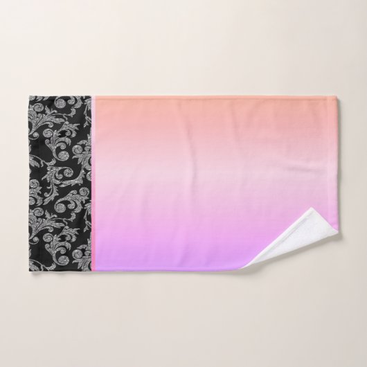 Eleganter Glitzer Silver Wirbel Ombre Badhandtuch Set (Handtuch)