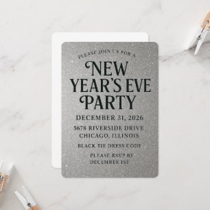 Eleganter Glitzer Silvester Einladung