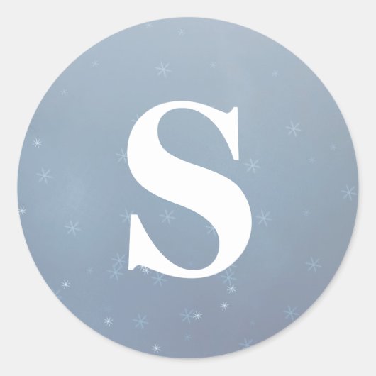 Eleganter Glitzer Snowflakes Monogram Umschlag Auf Runder Aufkleber (Vorderseite)