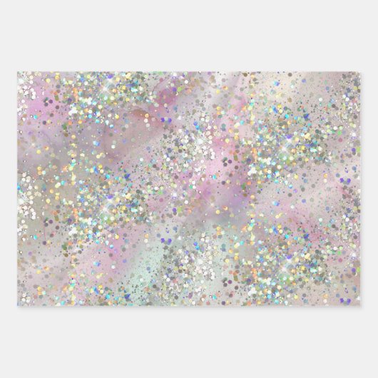 Eleganter Glitzer Sparkle Confetti Modernes Rosa Geschenkpapier Set (Vorderseite 3)
