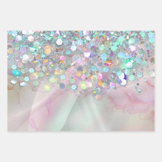 Eleganter Glitzer Sparkle Confetti Modernes Rosa Geschenkpapier Set (Vorderseite 2)