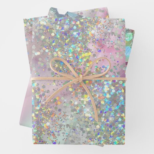 Eleganter Glitzer Sparkle Confetti Modernes Rosa Geschenkpapier Set (Beispiel)