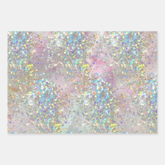 Eleganter Glitzer Sparkle Confetti Modernes Rosa Geschenkpapier Set (Vorderseite)