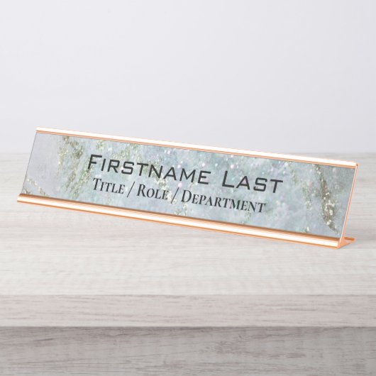Eleganter Glitzer Sparkle Marble Individuelle Name Schreibtischnamensplakette (Vorderseite )