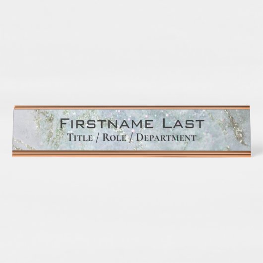 Eleganter Glitzer Sparkle Marble Individuelle Name Schreibtischnamensplakette (Vorderseite )
