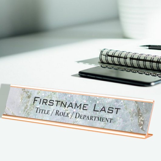 Eleganter Glitzer Sparkle Marble Individuelle Name Schreibtischnamensplakette