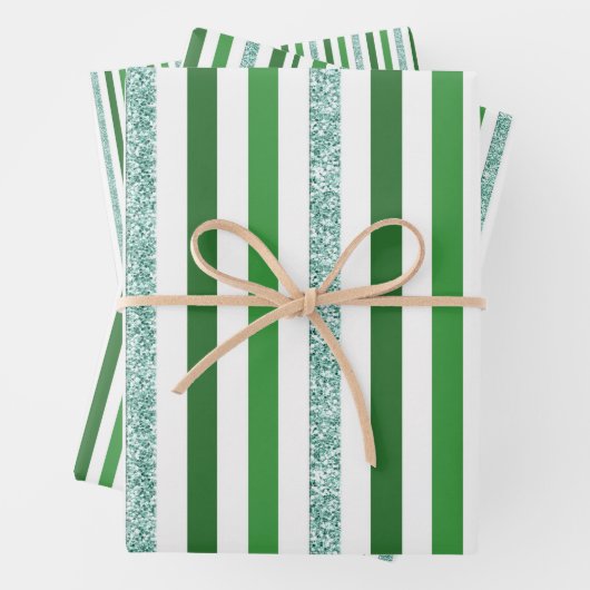 Eleganter Glitzer - Streifen Geschenkpapier Set (Beispiel)
