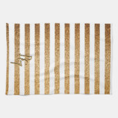 Eleganter Glitzer Streifen mit Initialen Geschirrtuch (Horizontal)