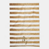 Eleganter Glitzer Streifen mit Initialen Geschirrtuch (Vertikal)