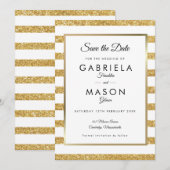 Eleganter Glitzer Streifen Save The Date (Vorne/Hinten)