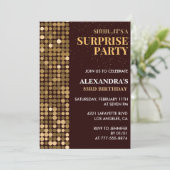 Eleganter Glitzer Surprise Party Gold 53. Geburtst Einladung (Stehend Vorderseite)