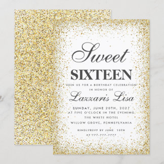 Eleganter Glitzer Sweet 16 Weißer Geburtstag Einladung